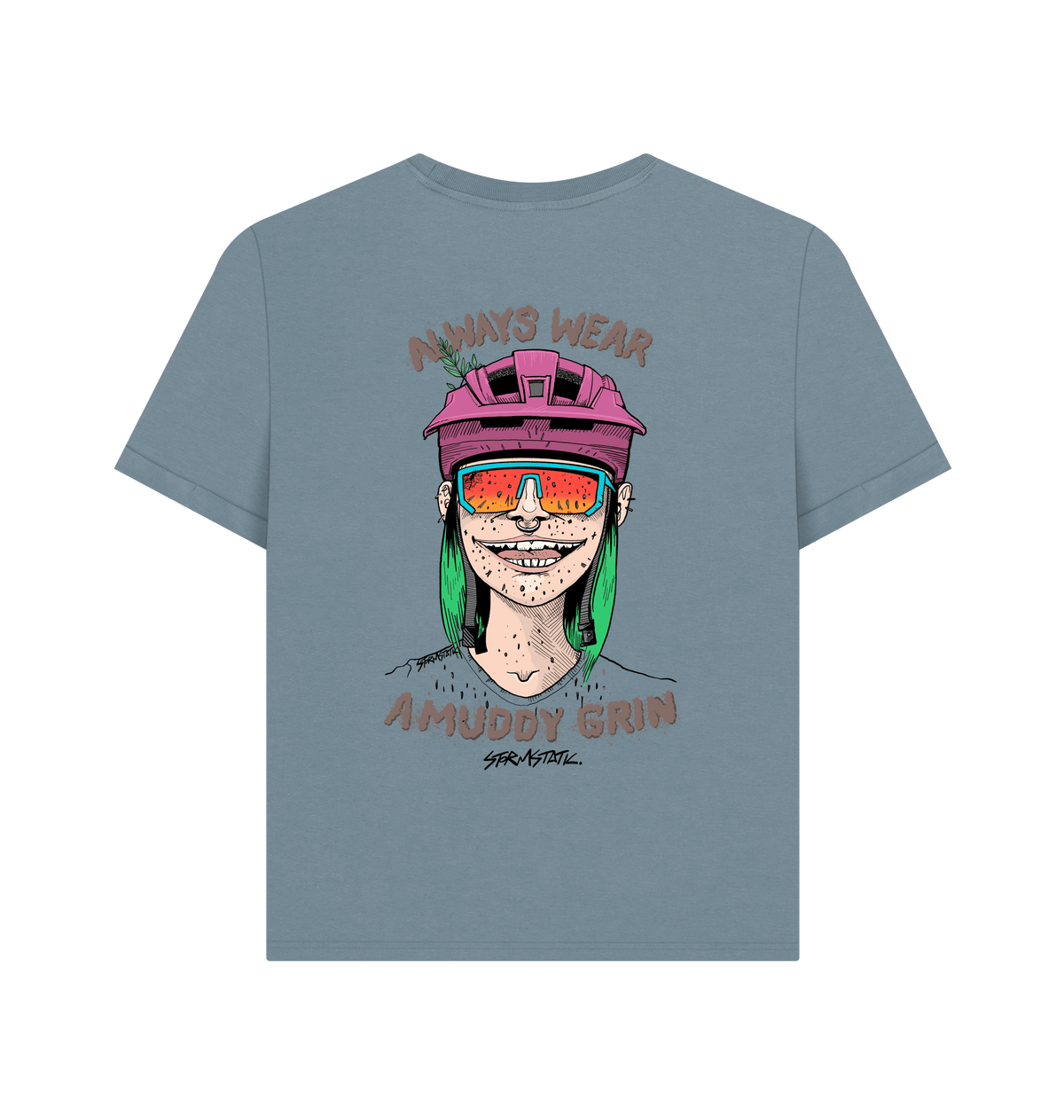 Stone Blue Printed T-shirt Back