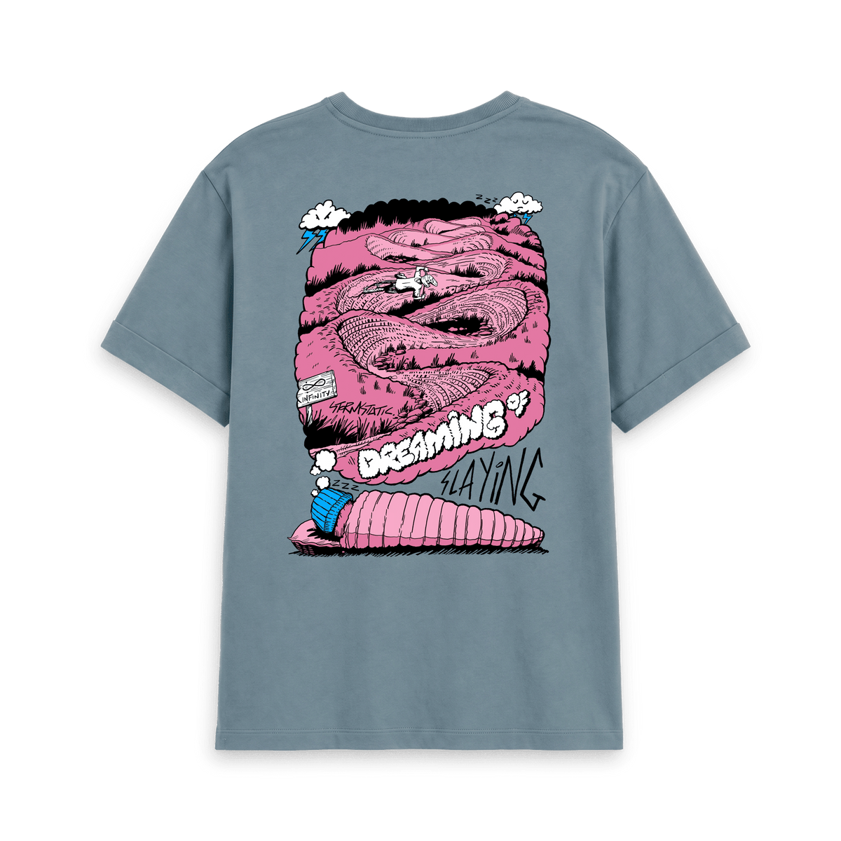 Stone Blue Printed T-shirt Back
