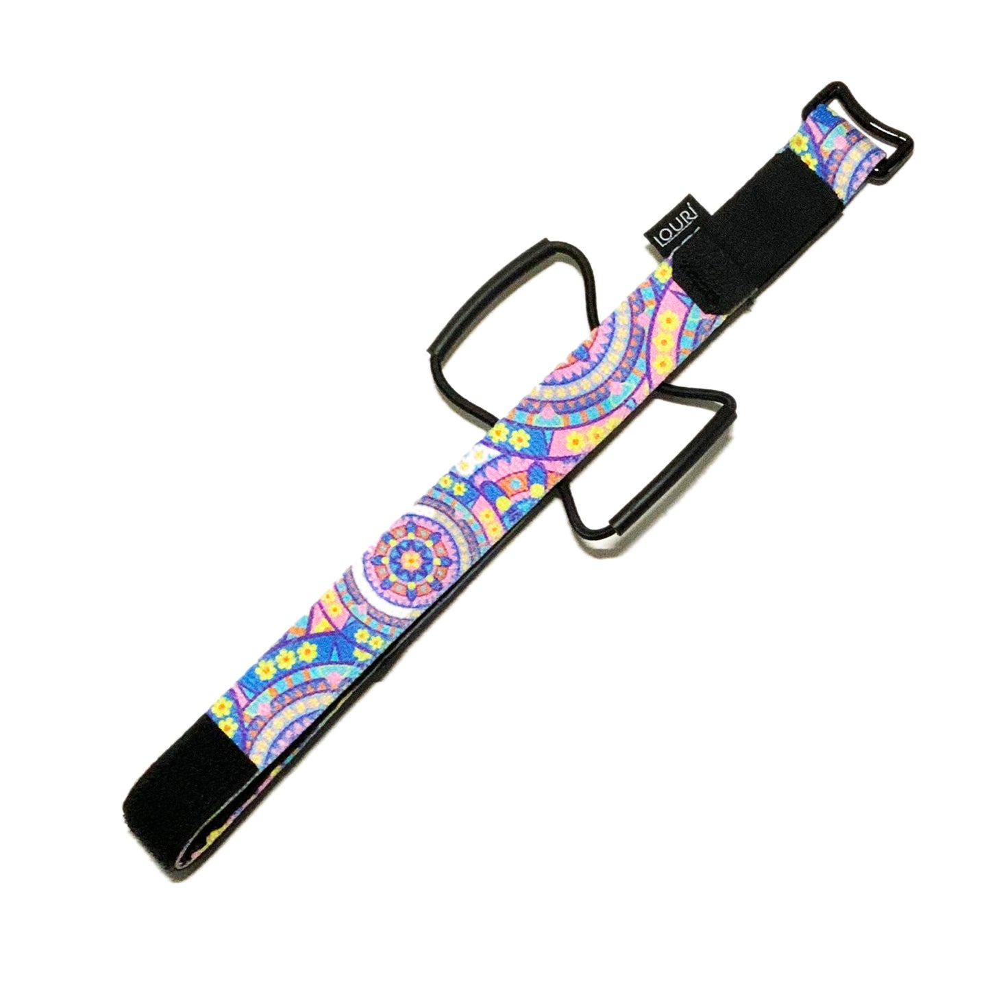 Huck Enduro Strap, Bike storage strap, boho design, purple, yellow, pink, blue colours. gift idea for mountain bikers, perfect gifts for cyclists