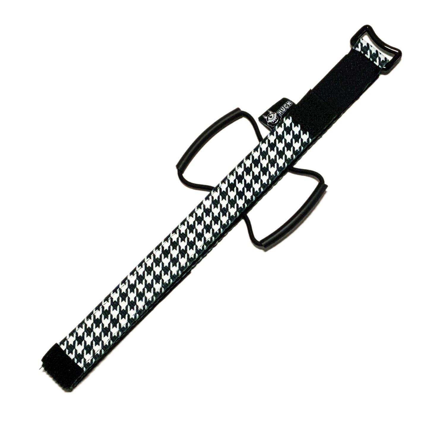 Huck Enduro Strap, Bike storage strap, houndstooth design, black and white colours. gift idea for mountain bikers, perfect gifts for cyclists