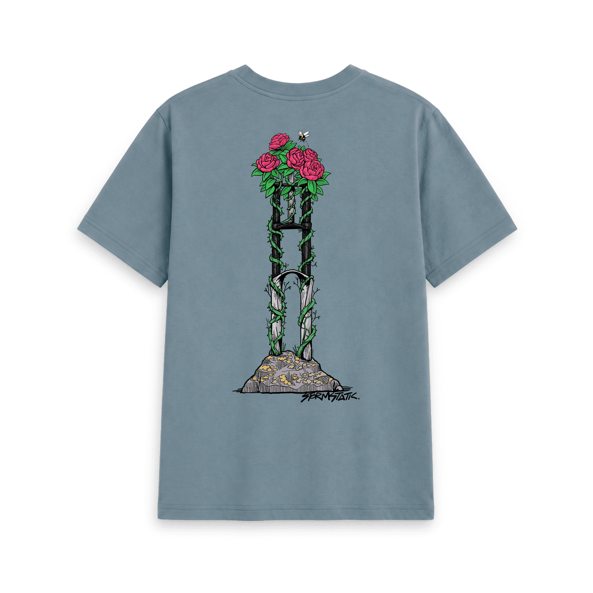 Stone Blue Printed T-shirt Back
