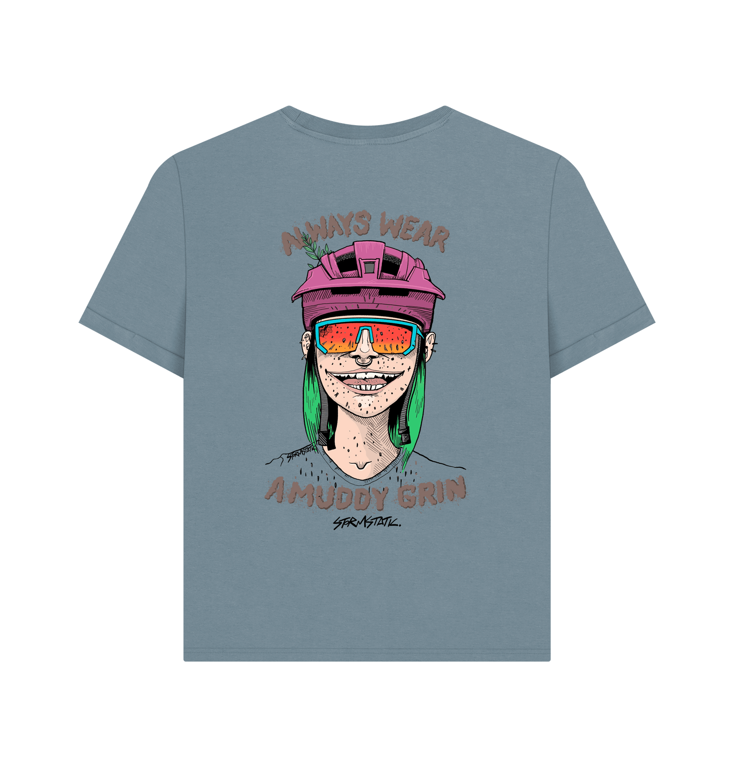 Stone Blue Printed T-shirt Back