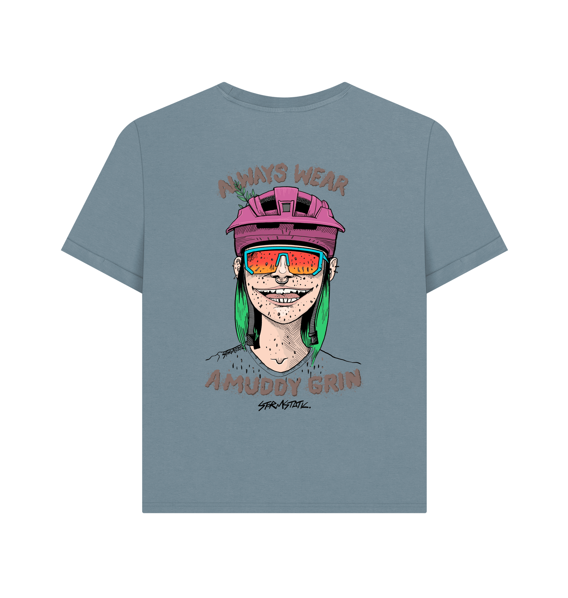 Stone Blue Printed T-shirt Back