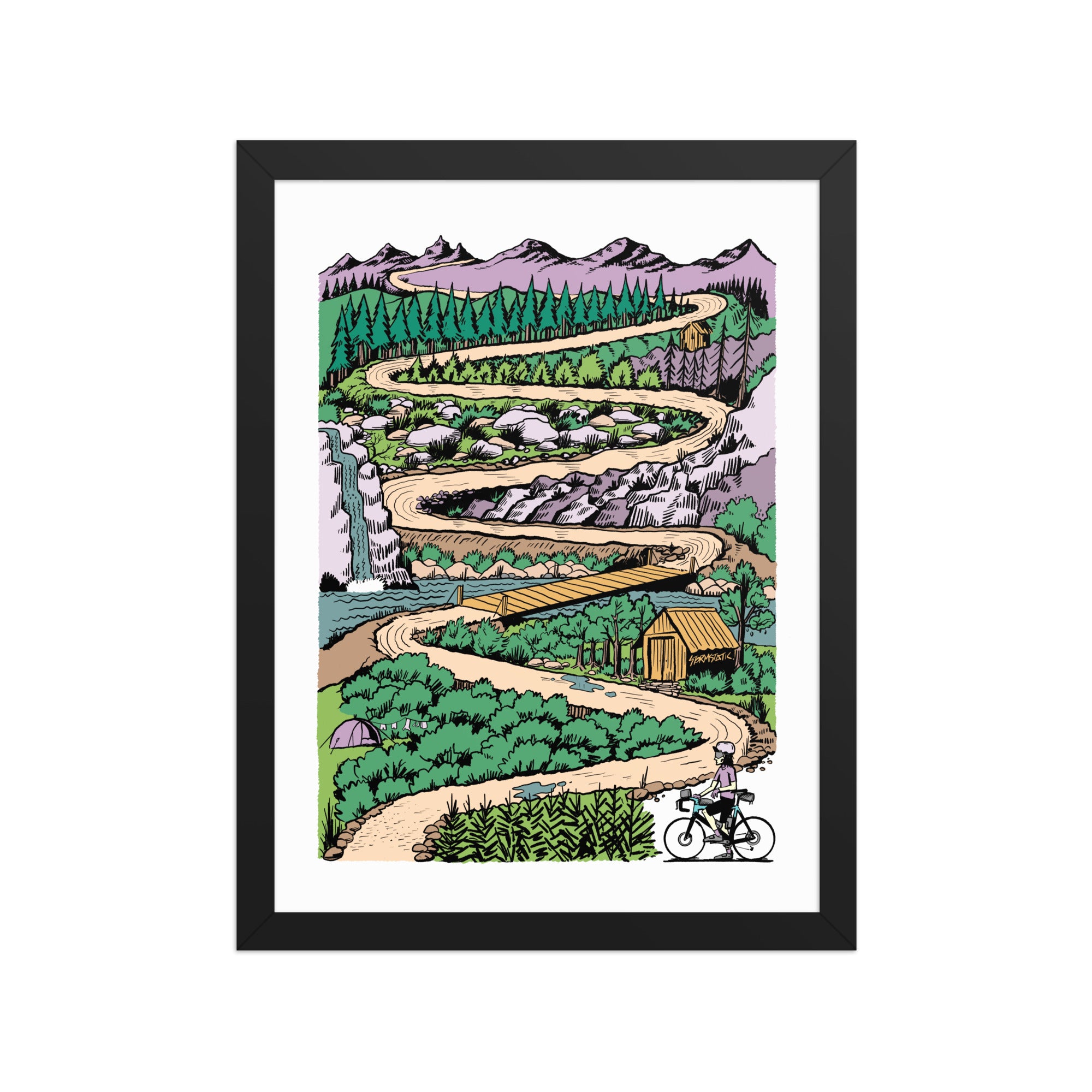 アート・デザイン・音楽 Dessins Tout-Terrain Stormstatic The Gravel Trail Beckons Framed Art Print – Huck